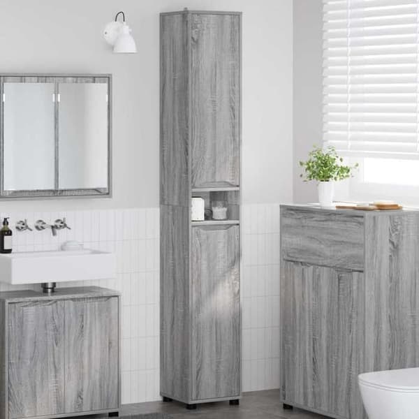 Maison Exclusive - Harmaa Sonoma kylpyhuonekaappi 30,5 x 30 x 195 cm
