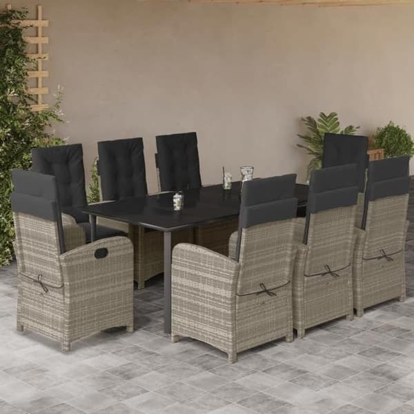 Havemøbel sæt - MAISON EXCLUSIVE - Rattan - 9 dele - Lys grå - Justerbar ryg Ljusgrå (rotting)