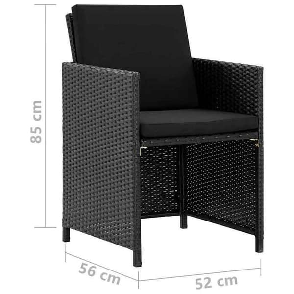 Maison Exclusive - Utomhusmatgrupp 11 delar med svarta polyrottingkuddar