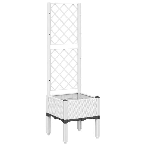 Maison Exclusive - Blomsterkasse med hvid trellis 40x40x142 cm PP