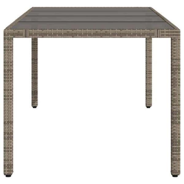 Maison Exclusive - Trädgårdsbord med grått glas ovan 190x90x75cm Flätad resin