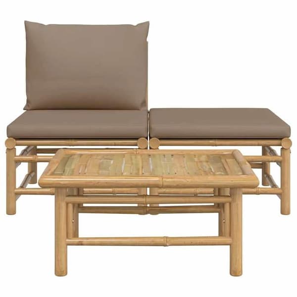 Maison Exclusive - Trädgårdsmöbler 3 delar med taupe kuddar i bambu