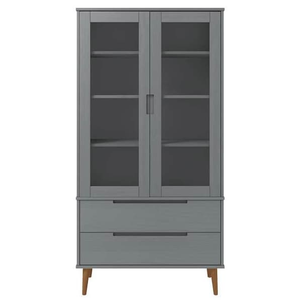 Maison Exclusive - MOLDE Harmaa vitriiniarkku 90x35x175 cm Massiivipine