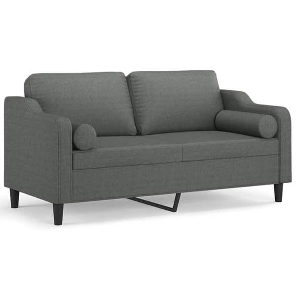 Soffa 2 platser - Maison Exclusive - mörkgrå - tyg 100% polyester - robust metallram mörkgrå