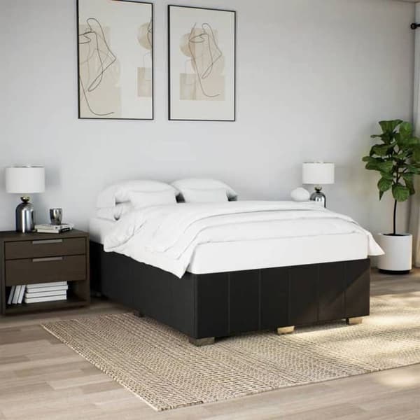 Sengestel - EKSKLUSIV HUS - 140x190 cm - Sort - Polyesterstof - Lamelseng Svart