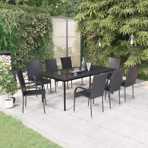 Maison Exclusive - Have spisebordssæt 9 dele Sort