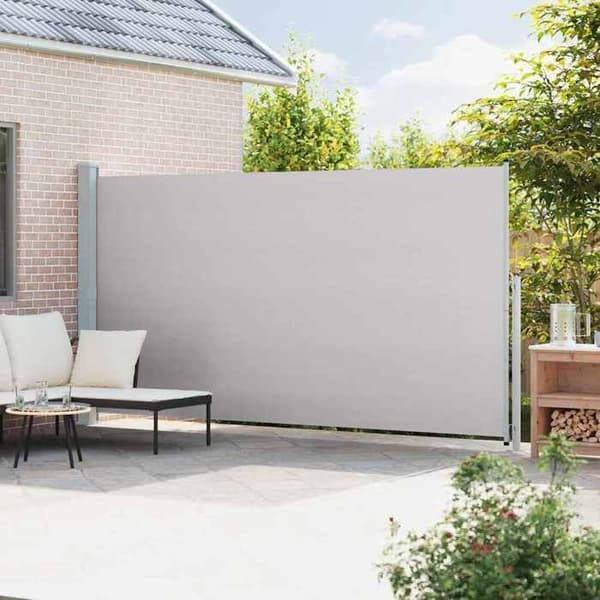 Sidebutik - EKSKLUSIV HUS - 200x514 cm - Sammenklappelig - UV-bestandig polyester - Automatisk tilbageføringsfunktion Grå