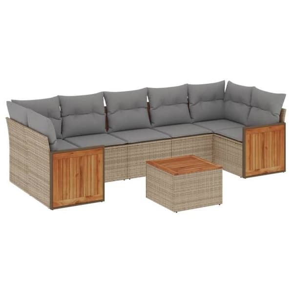 Maison Exclusive - Trädgårdsmöbler med kuddar 8 delar beige flätad resin
