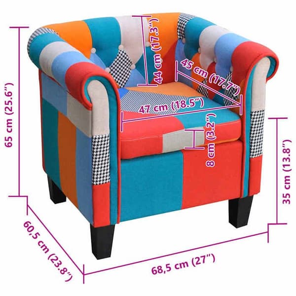 Fåtölj - Patchwork - 100% polyester tyg - Gul - Ergonomisk sits i skum