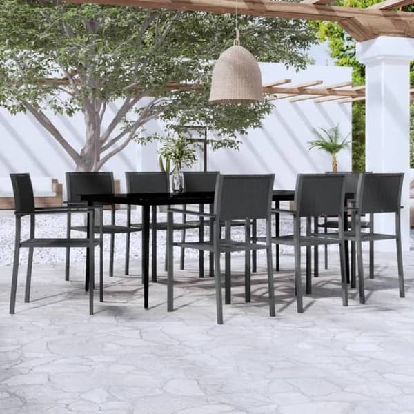 Maison Exclusive - 9 osan musta puutarhakalustesarja