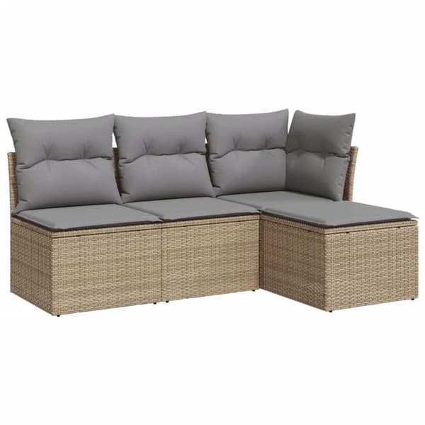Maison Exclusive - Trädgårdsmöbler med kuddar 4 delar beige flätad resin
