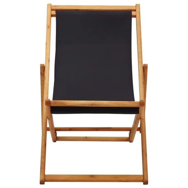 Maison Exclusive - Sammenklappelig strandstol i eucalyptus træ og sort stof