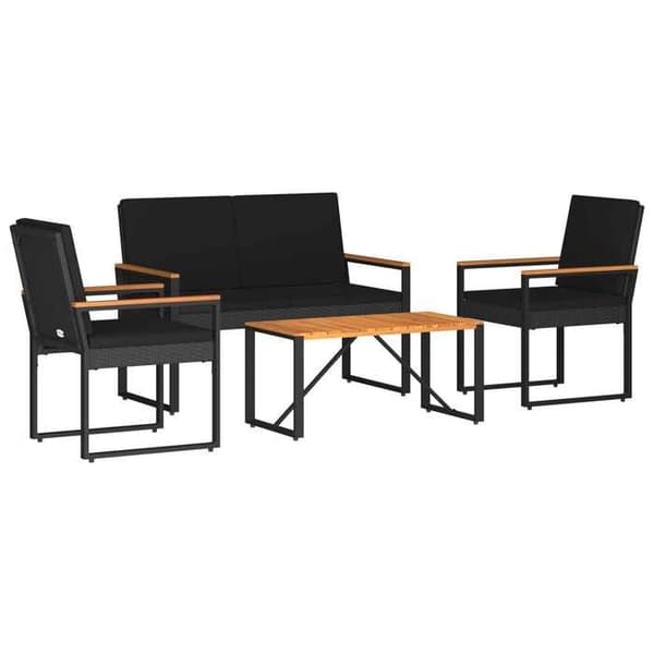 Maison Exclusive - 4 kpl ulkokalusteita musta polyrottinki
