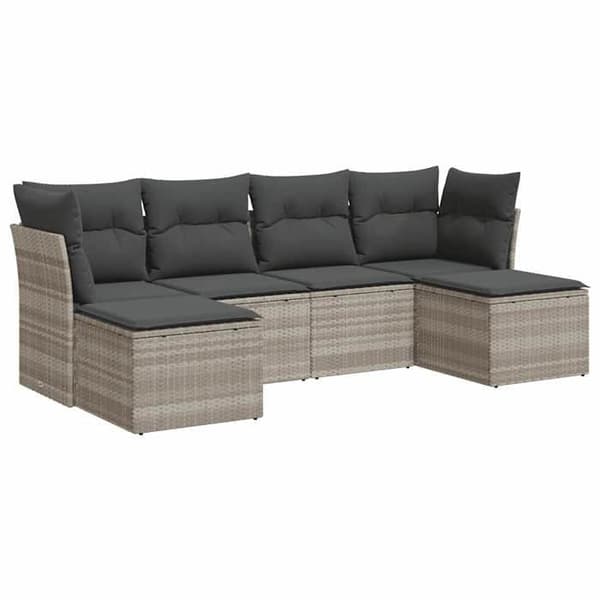 Maison Exclusive - Trädgårdsmöbler 6 delar med ljusgrå kuddar i flätad resin