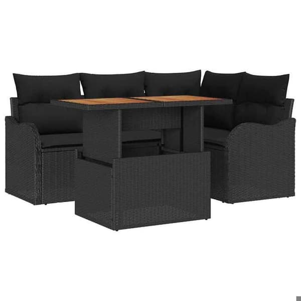 Maison Exclusive - 5-delars trädgårdsoff-set 4-sits svart Svart