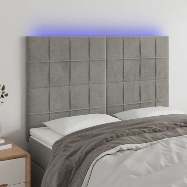 Maison Exclusive - LED-päätyharso Vaaleanharmaa 144x5x118/128 cm Sametti ljusgrått