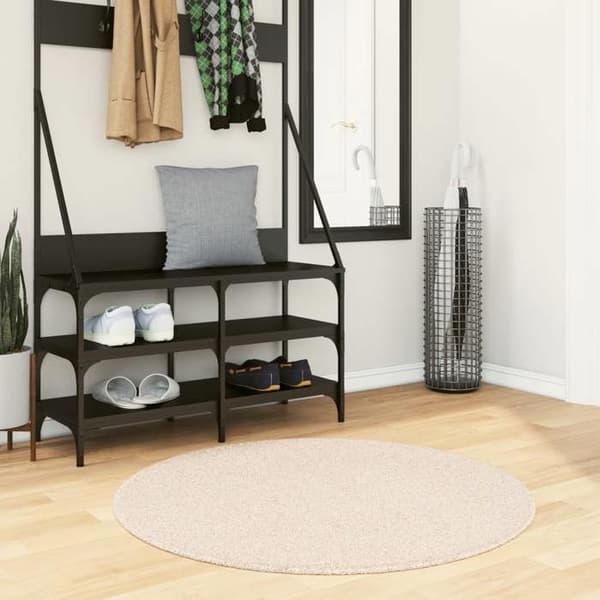 Maison Exclusive - HUARTE tæppe med kort, blødt og vaskbart hår beige Ø 100 cm