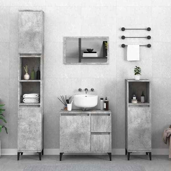 Maison Exclusive - Badeværelsesskab grå beton 30x30x190 cm
