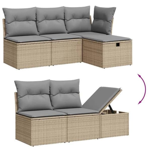 Maison Exclusive - Trädgårdsmöbler med kuddar 6 delar beige flätad resin