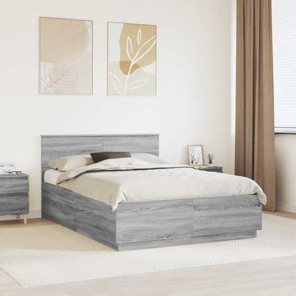 Maison Exclusive - Sängram Sonoma grå 160 x 200 cm Ingenjörsträ