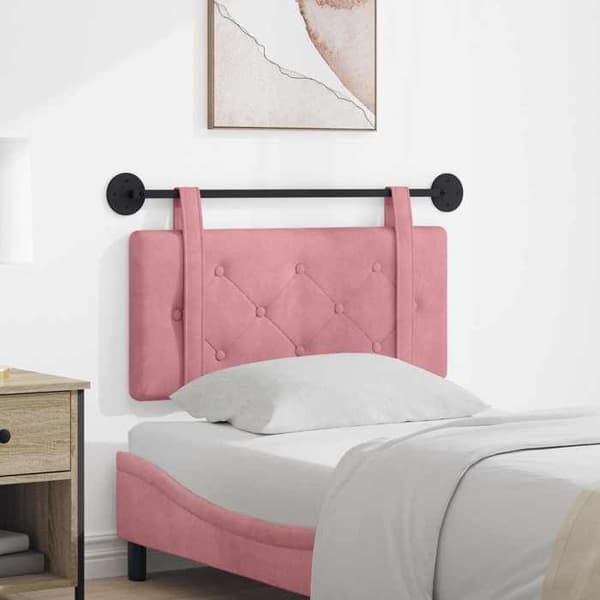 Senggavl hængende - EKSKLUSIV HUS - Rektangulær polstret - Rosa velour - Træramme - Vægmontering Rosa (sammet)