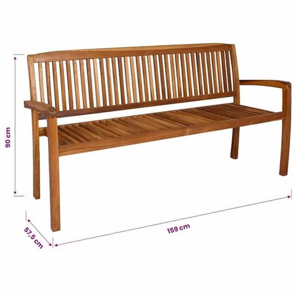 Maison Exclusive - Stapelbar trädgårdsbänk 3 platser 159 cm i solid teakträ