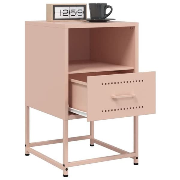 Maison Exclusive - Yöpöydät 2 kpl vaaleanpunainen 36x39x60,5 cm teräs