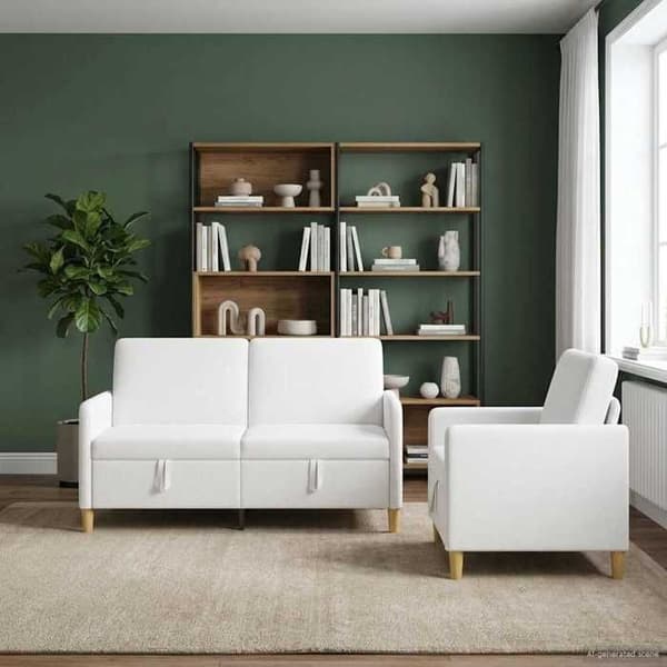 Soffa - EXKLUSIVT HUS - 2 platser - Vit - Polyester - Höjbar sits med förvaring Vit