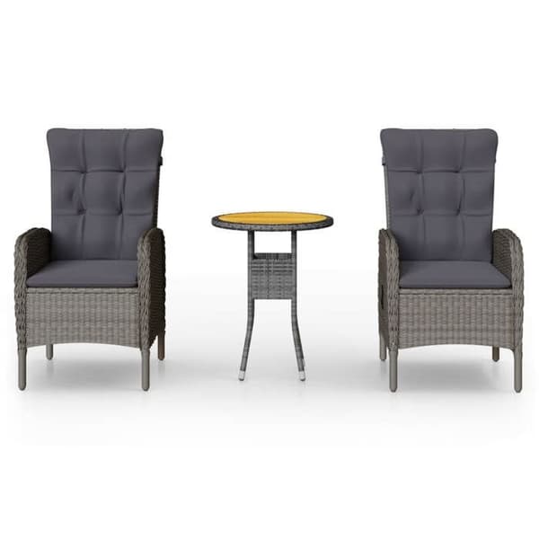 Maison Exclusive - Trädgårdsbistro-set 3 delar Flätad resin Grå Grå