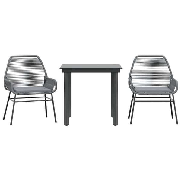 Maison Exclusive - Have spisebord sæt med puder 3 stk grå poly rattan glas