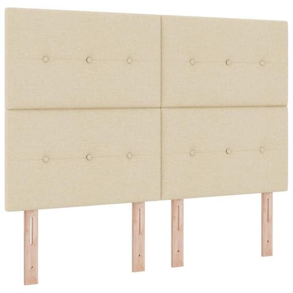 Maison Exclusive - Boxspring säng med madrass Crème 140 x 200 cm Tyg Grädde