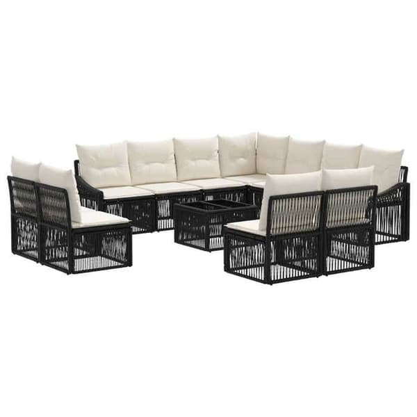 Havemøbel sæt - MAISON EXCLUSIVE - 12 dele - Sort - Poly rattan & stål - Modulær, vejrbestandig Svart