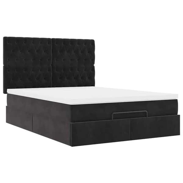 Ottoman sengestel - Eksklusiv hus - 140x190 cm - Sort velour - Hydraulisk opbevaring Svart