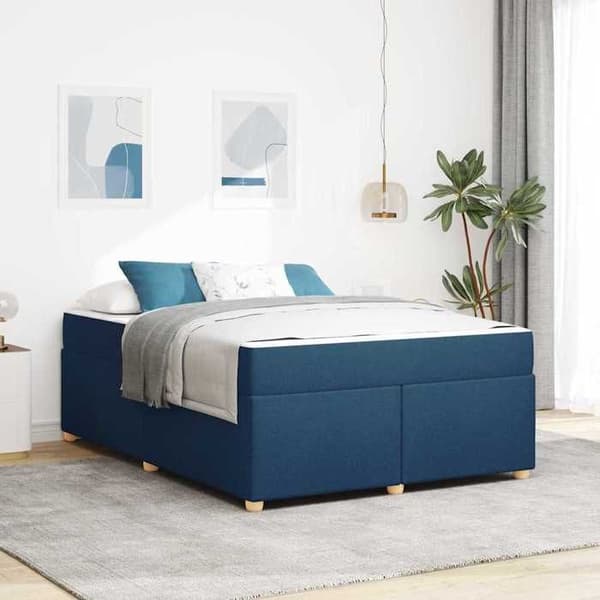 Maison Exclusive - Sängram med madrass Blå 140 x 200 cm tyg Blå