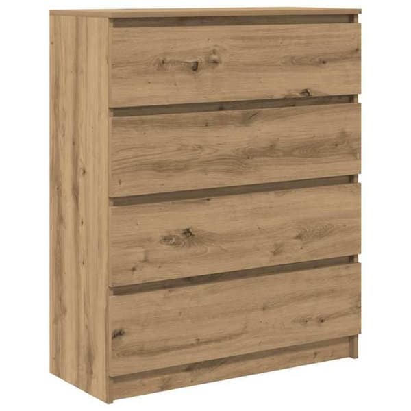 Maison Exclusive - Buffet i egetræ, håndlavet 80x35x99 cm, ingeniørtræ Ek