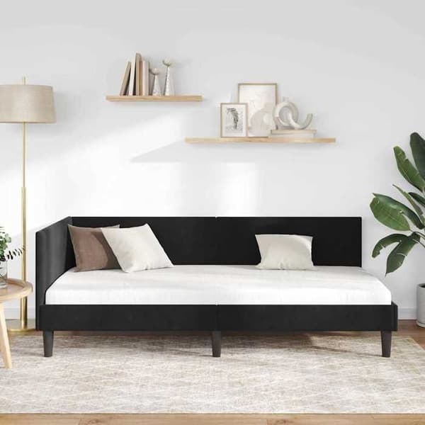 Maison Exclusive - Svart hörnsängram 90 cm x 200 cm Sammet
