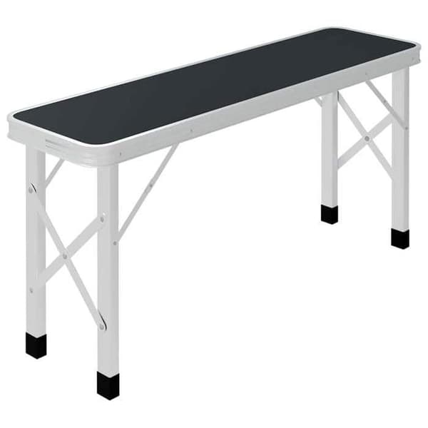 Maison Exclusive - Fällbart campingbord med 2 bänkar Aluminium Grå