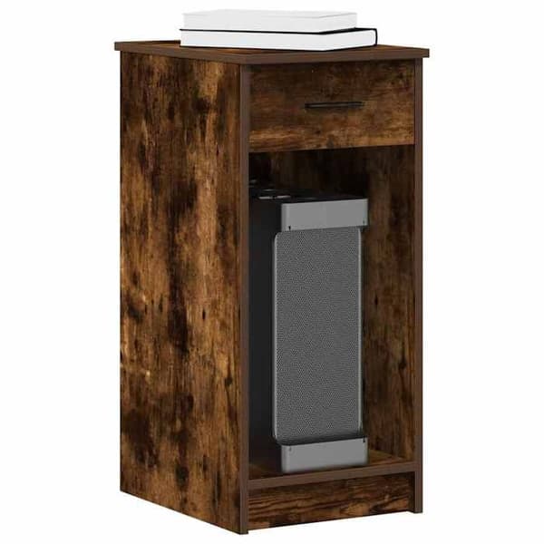 Maison Exclusive - Computerstand med skuffe i røgfarvet eg 35x45x77 cm
