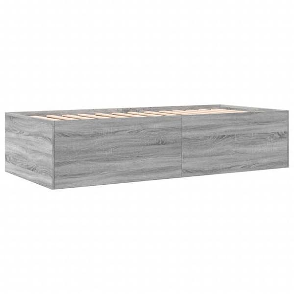 Dagseng - EKSKLUSIV HUS - 100x200 cm Sonoma grå - 6 skuffer - Lamelseng - Træ Sonoma grå