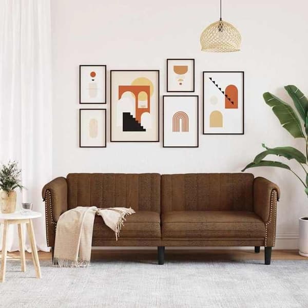 Maison Exclusive - Soffa 3-sits brun konstläder mocka