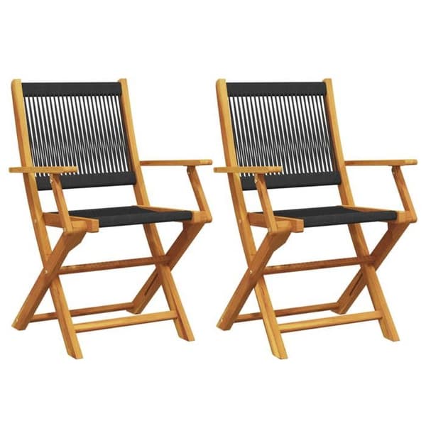Maison Exclusive - Fällbara stolar (set om 2) i massivt akaciaträ och polypropen