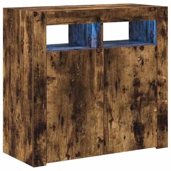 Maison Exclusive - Buffé med LED-lampor, rökig ek 80x35x75 cm