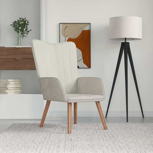 Maison Exclusive - Hvid creme Velour afslapningsstol