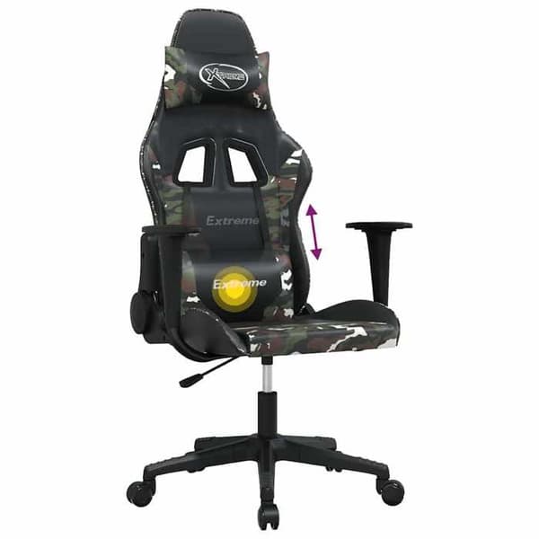 Maison Exclusive - Spilestol med massage i sort og camouflage kunstlæder