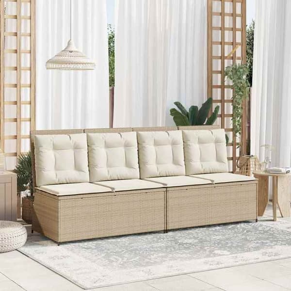 Maison Exclusive - Beige polyrottinkinen puutarhapenkk