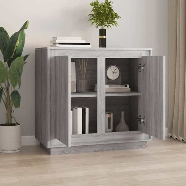 Maison Exclusive - Buffet sonoma grå 80x34x75 cm ingeniørtræ Sonoma grå