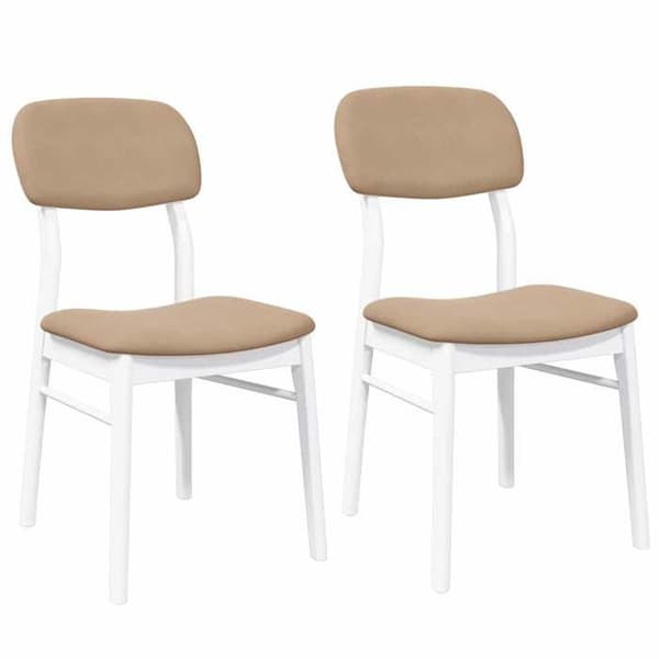 Maison Exclusive - Spisestole med puder 2 stk hvid massiv gummitræ Vit