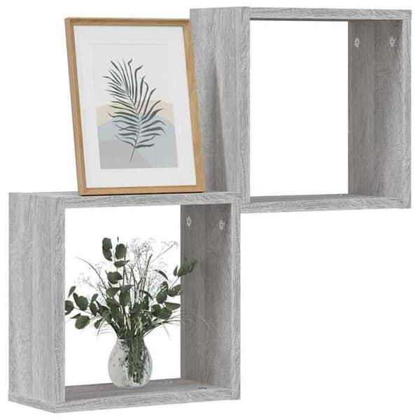 Væghylder - EKSKLUSIV HUS - Cube 2 stk - Sonoma grå - 30x15x30 cm - Spånplader sonoma grå