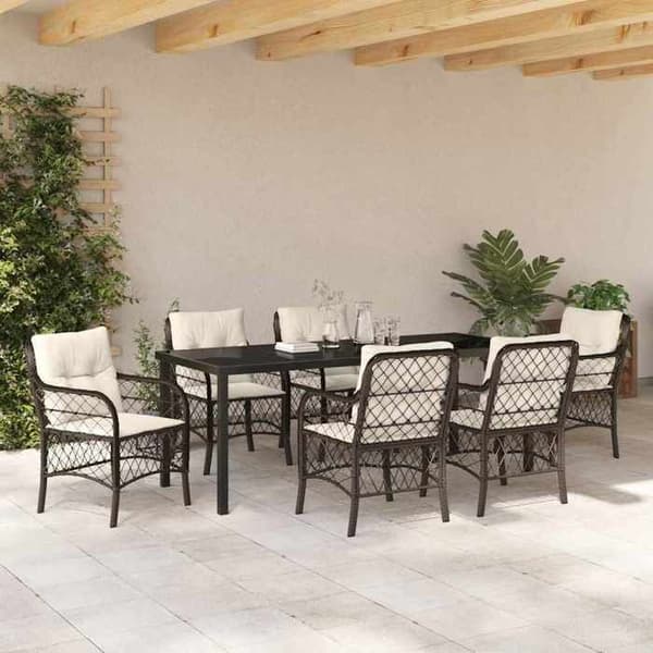 Maison Exclusive - 7 pc spisebordssæt til haven i brun polyrotin brun