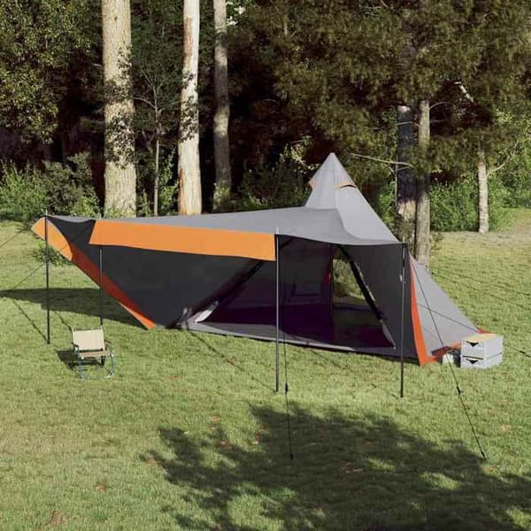 Maison Exclusive - Perheelle tarkoitettu 8 hengen harmaa ja oranssi vedenpitävä tipi-teltta